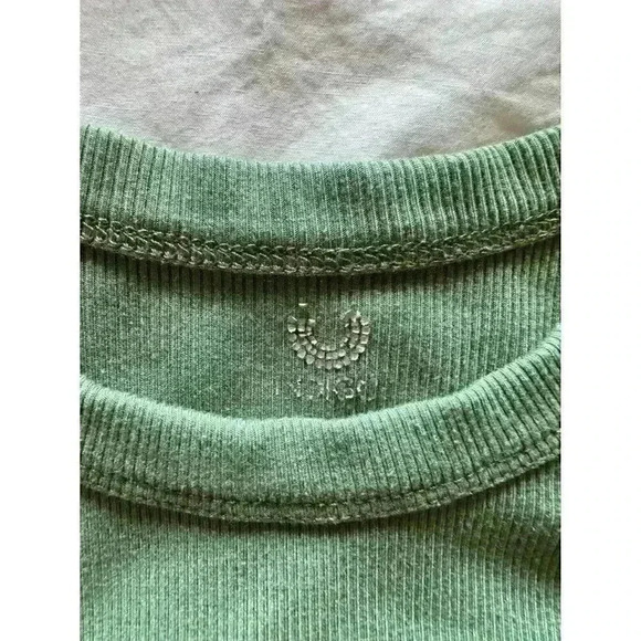 INDIGO Womans size small casual crop tank top ribbed soft green scoop neck - Picture 4 of 8